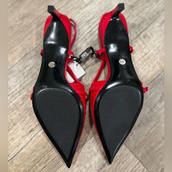 ZARA Red Patent Kitten Heels NWT | Viral Slingback Pumps - Picture 16 of 16